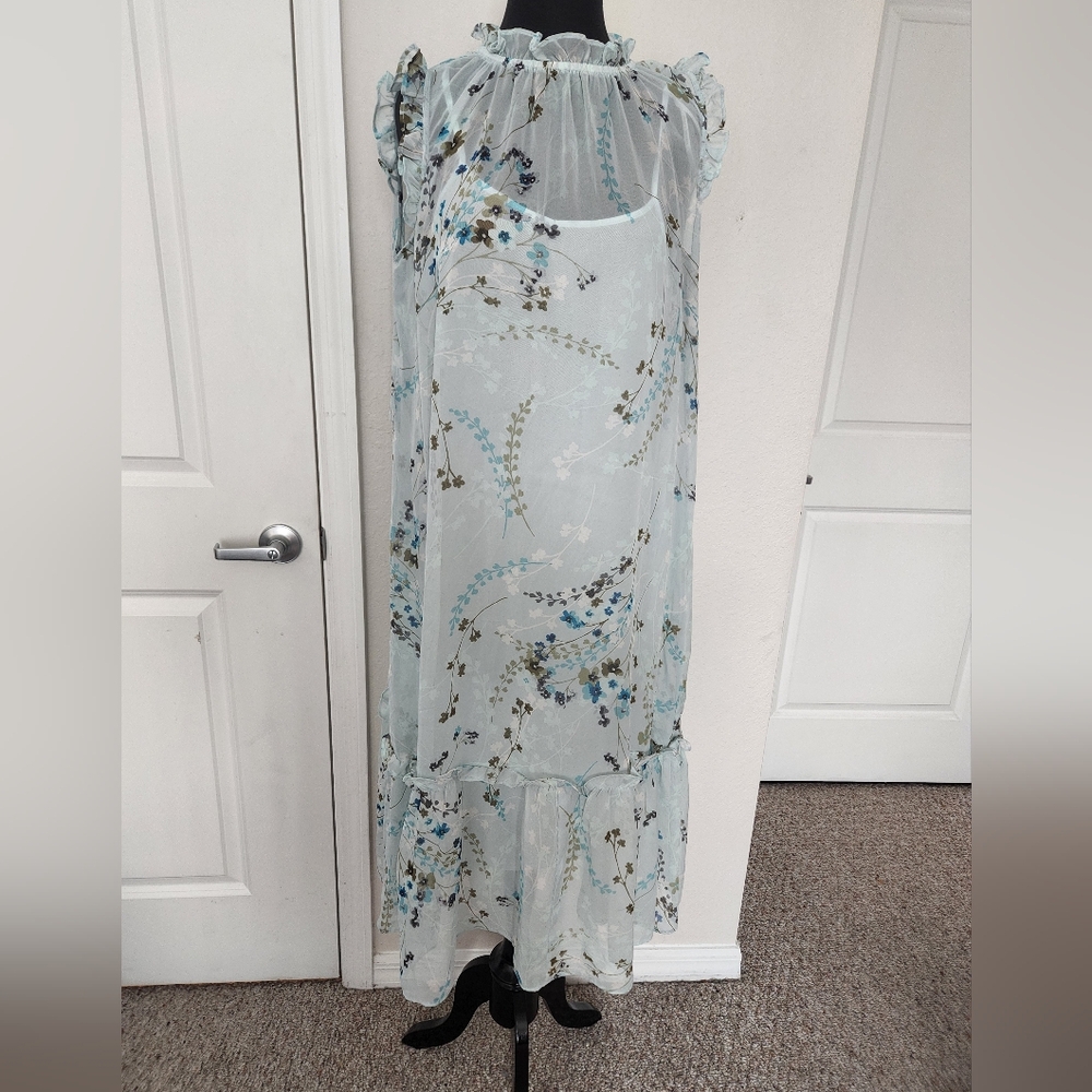 Emma & Michele Floral Maxi Dress in Blue and White
